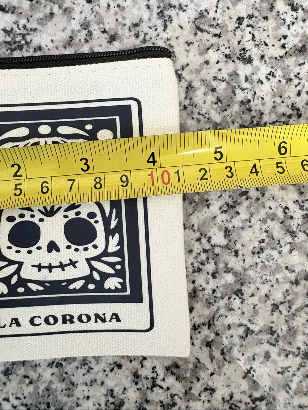 La Corona Cream & Black Skull Zip Pouch